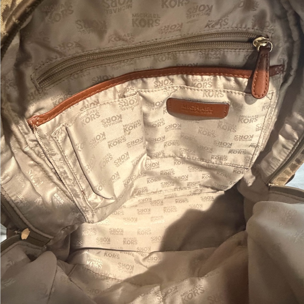 Michael Kors Brown Tan MK Logo Backpack - Picture 3 of 3